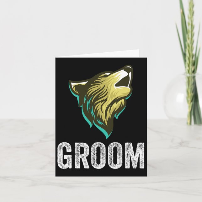 Grooms Wolf Bachelor Wedding Groomsmen Team Party  Card (Front)