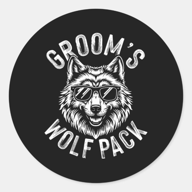 Groom's Wolf Pack Groomsmen Bachelor Party Groom T Classic Round Sticker (Front)