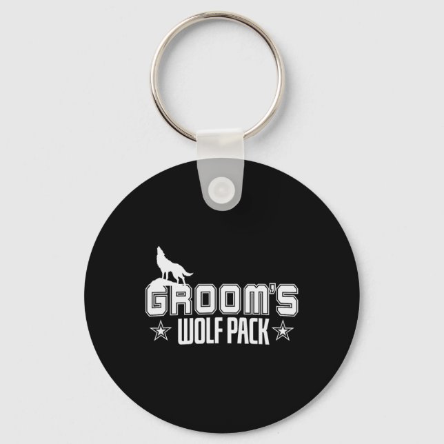 Groom's Wolfpack Men Bachelor Party  Keychain (Front)