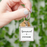 Groomsmaid With Name Monogram Wedding Keychain<br><div class="desc">Your groomsmaid is going to have a lot of fun carrying around her keys when she's helping with your wedding planning sessions! Show her how much she means to you with this special gift!</div>