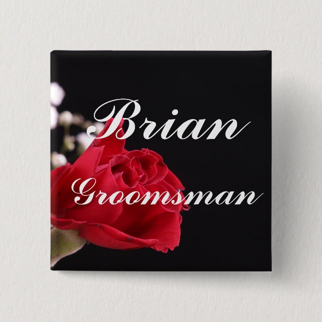 Groomsman 2 Inch Square Button (Front)