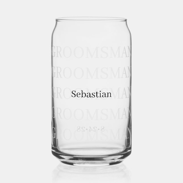 Groomsman Add Name  Can Glass (Front)