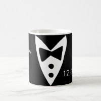 groomsman add name year black bow shirt tie tuxedo