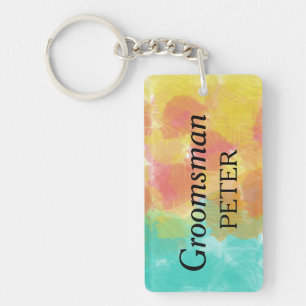Groomsman Artsy Watercolor Keychain