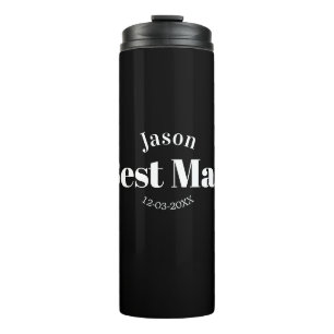 groomsman bachelor party best man black white date thermal tumbler