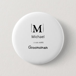 groomsman bachelorette party add name modern simpl 2 inch round button