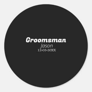groomsman bachelorette party add name modern simpl classic round sticker