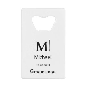 groomsman bachelorette party add name modern simpl credit card bottle opener