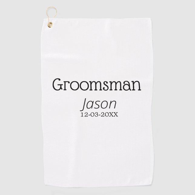 groomsman bachelorette party add name modern simpl golf towel (Front)