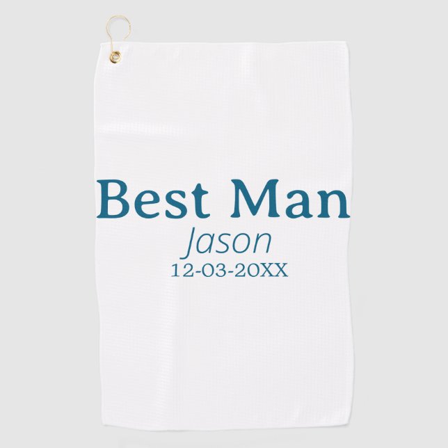 groomsman bachelorette party add name modern simpl golf towel (Front)