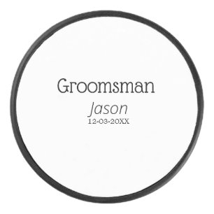 groomsman bachelorette party add name modern simpl hockey puck