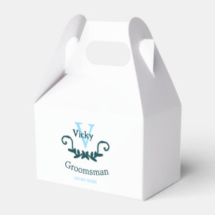 groomsman bachelorette party blue vintage classic favor box