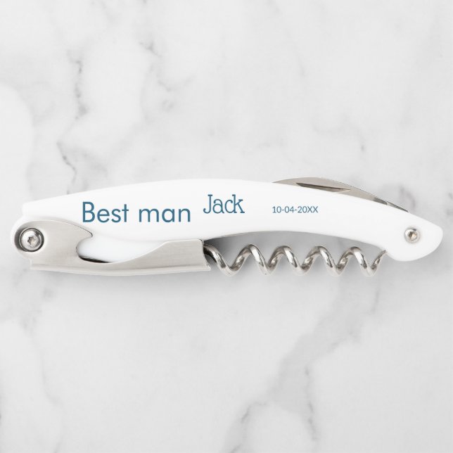 groomsman best man add name text bachelorette corkscrew (Front)