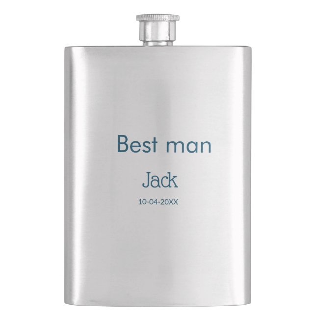 groomsman best man add name text bachelorette hip flask (Front)