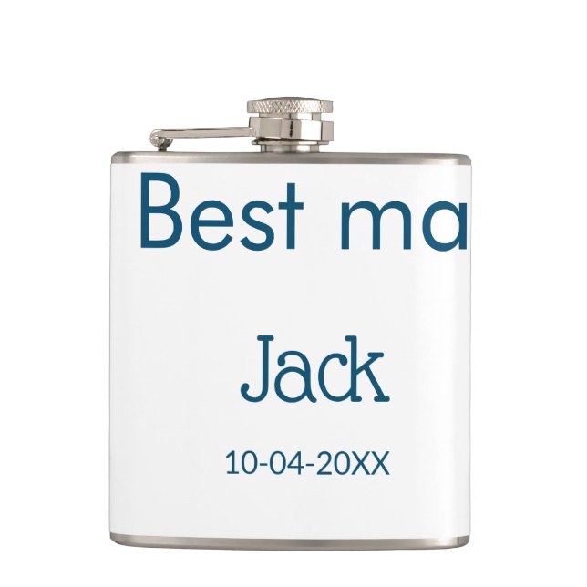 groomsman best man add name text bachelorette hip flask (Front)