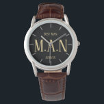 Groomsman Best Man Father Bride Groom Monogrammed Watch<br><div class="desc">Congratulations on your engagement, we hope you have a wonderful day and future life together filled with happiness and joy. This modern elegant wedding stationery item is part of a larger collection as designed by LeahG on behalf of the Low Budget Wedding Network® Please view the attached collection and 'additional...</div>