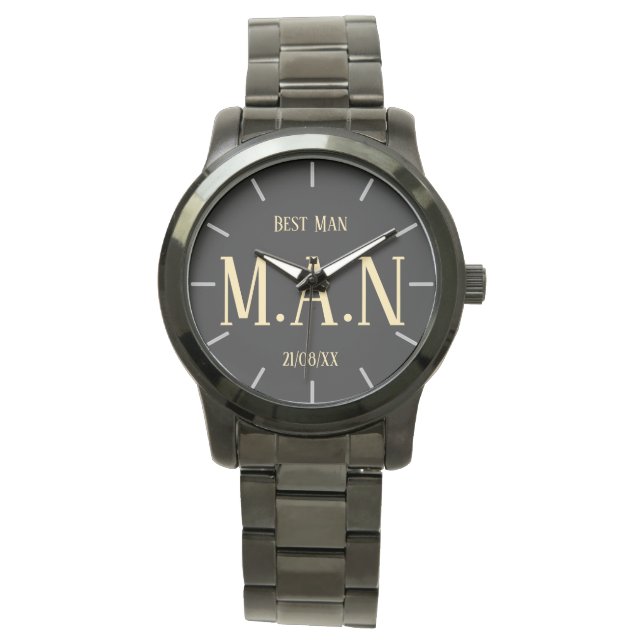Groomsman Best Man Father Bride Groom Monogrammed Watch (Front)