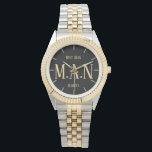 Groomsman Best Man Father Bride Groom Monogrammed Watch<br><div class="desc">Congratulations on your engagement, we hope you have a wonderful day and future life together filled with happiness and joy. This modern elegant wedding stationery item is part of a larger collection as designed by LeahG on behalf of the Low Budget Wedding Network® Please view the attached collection and 'additional...</div>