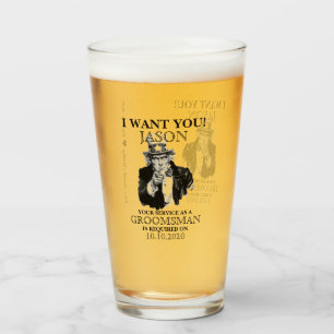 Groomsman Best Man Proposal Uncle Sam I WANT YOU Glass