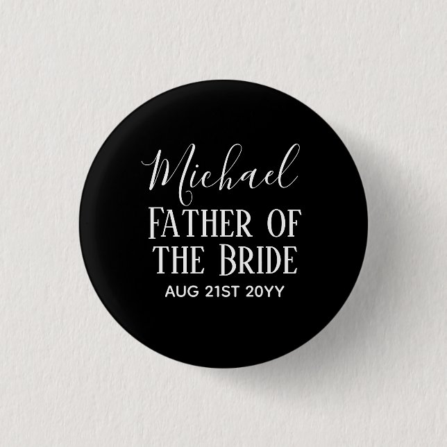 Groomsman BestMan Father Bride Groom Named Script 1 Inch Round Button (Front)