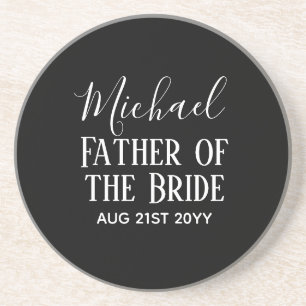 Groomsman BestMan Father Bride Groom Named Script Coaster