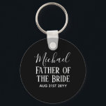 Groomsman BestMan Father Bride Groom Named Script Keychain<br><div class="desc">Add three lines of text to this modern bridal party gift.</div>
