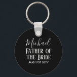 Groomsman BestMan Father Bride Groom Named Script Keychain<br><div class="desc">Add three lines of text to this modern bridal party gift.</div>