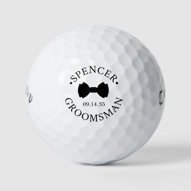 Groomsman Black Bow Tie Golf Balls (Front)