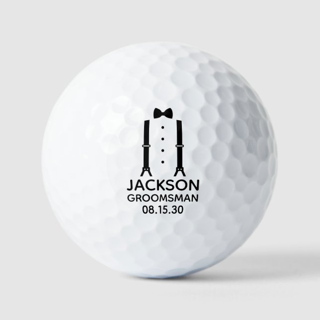 Groomsman Black Bow Tie Golf Balls (Front)