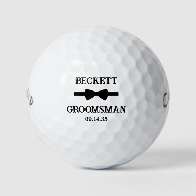 Groomsman Black Bow Tie Golf Balls (Front)