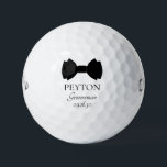 Groomsman Black Bow Tie Golf Balls<br><div class="desc">These golf balls are a great favour for the groomsmen in your wedding. If all your wedding party will be wearing suits with bow ties this design with a traditional double bow tie in black would be perfect. They'd be great for a bachelor party or weekend. The job title can...</div>