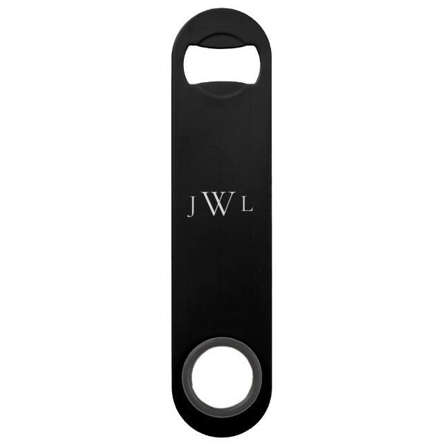 Groomsman Black Custom Monogram Name Bar Key (Front)