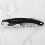 Groomsman Black Custom Monogram Name  Corkscrew<br><div class="desc">Groomsmen Gifts.  Monogram.  Name.  Black.  Corkscrew.</div>