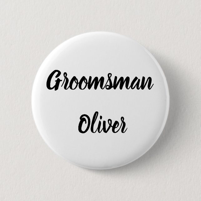Groomsman Black Custom Name Gifts Wedding 2 Inch Round Button (Front)