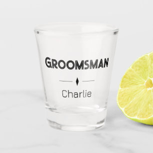 Groomsman Black Diamond Monogrammed Wedding Shot Glass