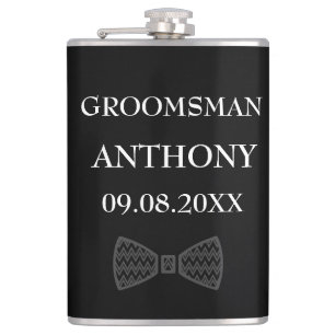 Groomsman Black Elegant Custom Name Gifts Wedding Hip Flask