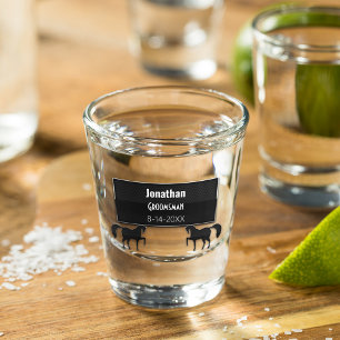 Groomsman Black Metallic Personalized Shot Glass