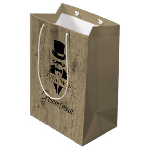 Groomsman Black Tie Moustache Medium Gift Bag
