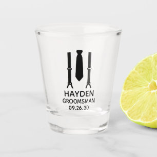 Groomsman Black Tie Shot Glass