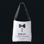 Groomsman Black Tie Wedding Swag Bag<br><div class="desc">These fun bags are designed as favours, gifts, or swag bags for wedding groomsmen. They feature an image of a black tie with three buttons and text that reads Groomsman with a space to enter his name as well as the wedding couple's names and wedding date. Great way to show...</div>