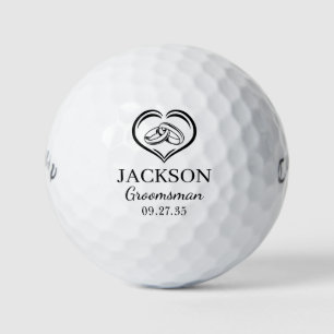 Groomsman Black Wedding Rings Golf Balls