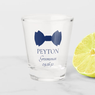 Groomsman Blue Bow Tie Shot Glass