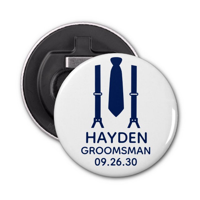 Groomsman Blue Tie Bottle Opener (Front)