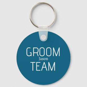 groomsman bold groom team grey blue white bachelor keychain