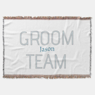 groomsman bold groom team grey blue white bachelor throw blanket