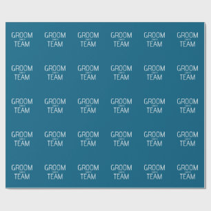 groomsman bold groom team grey blue white bachelor wrapping paper