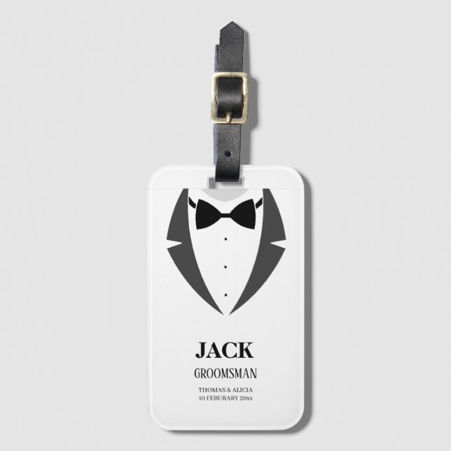 Groomsman Bridal Party Luggage Tag (Front Vertical)