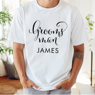 Groomsman Calligraphy Wedding Name T-Shirt