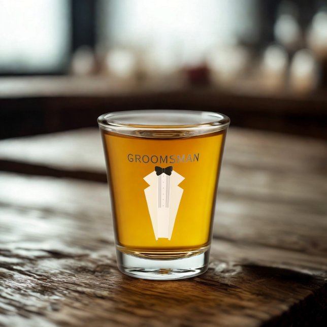 Groomsman Cravate noire Tuxedo Mariage verre percu (For your Groomsman or any member of your wedding party. Just add their name)