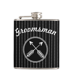 Groomsman Crossed Arrows Any Custom Colour Flask